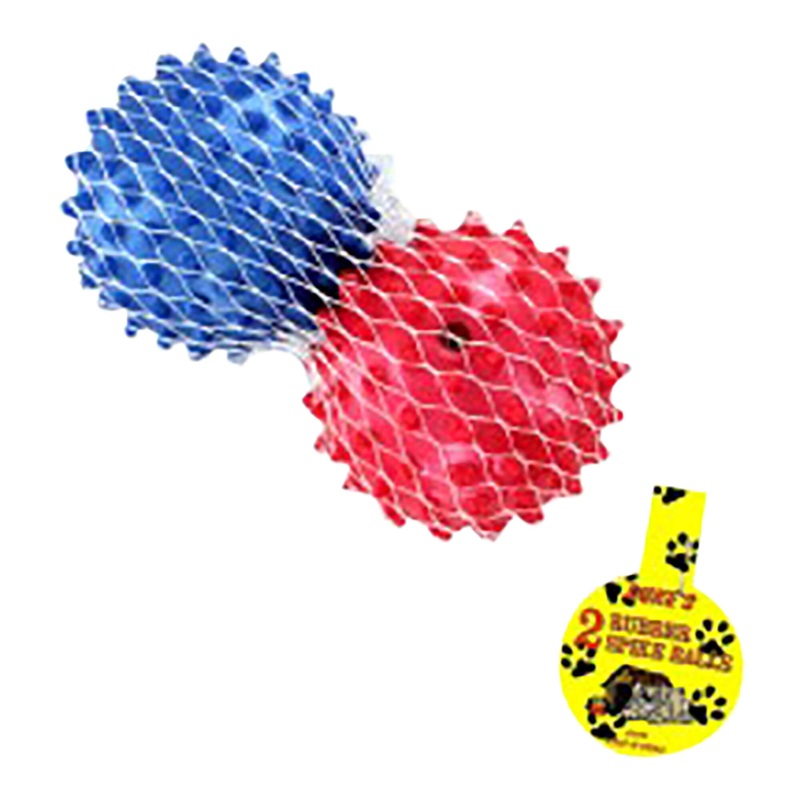 3 Rubber Spike Dog Balls, 2 pk