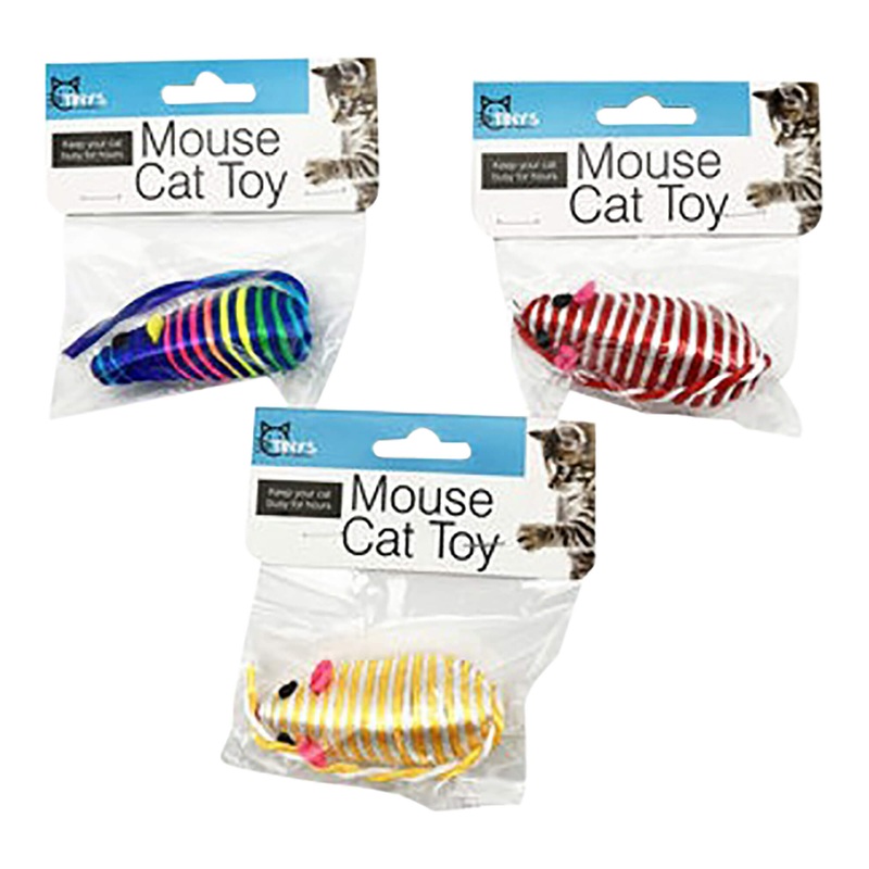 3 Striped Mice Cat Toys, 3 pk|Assorted|3″