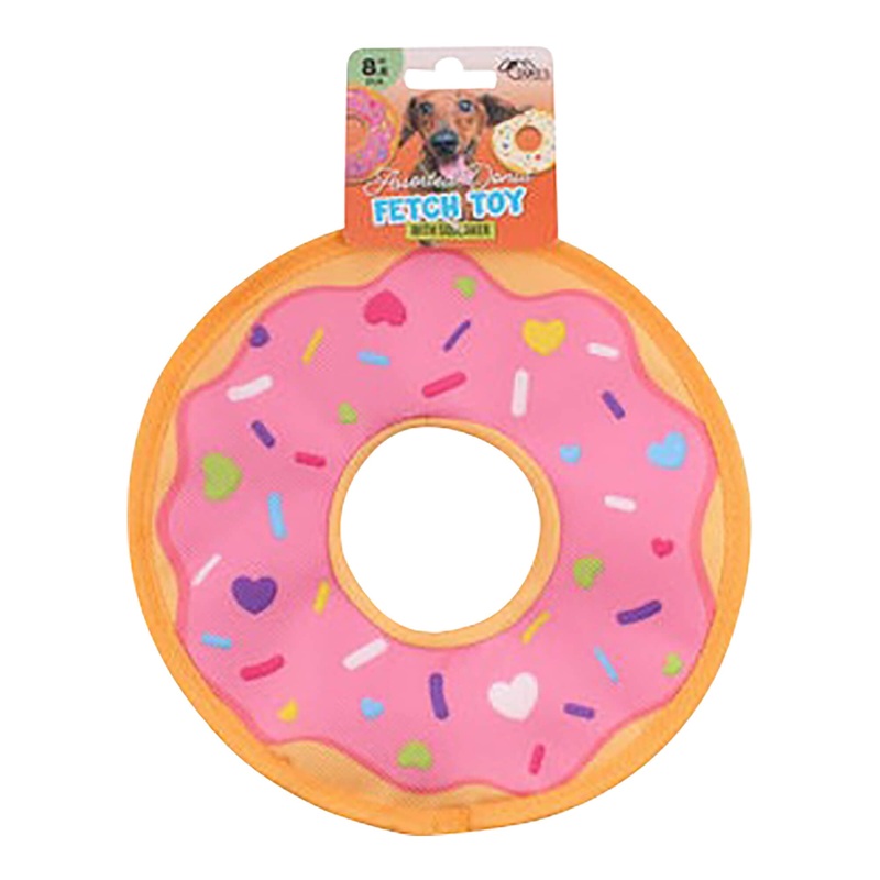 Nylon Donut Flying Dog Fetch Toy with Squeaker, Assorted , 8.6D