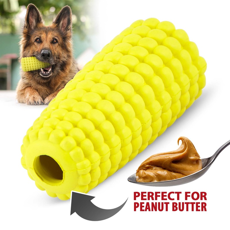 Natural Rubber Corn Cob Stuffable Treat Dispenser Dog Chew Toy