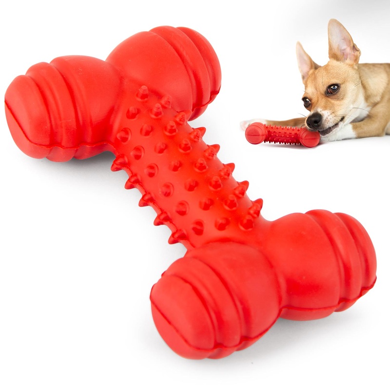 Natural Rubber Red Dental Bone Dog Chew Toy for Healthy Chewing Habits