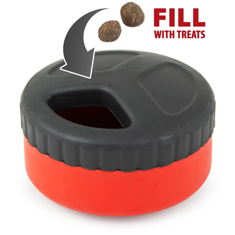 Natural Rubber Red Hockey Puck Treat Dispensing Dog Chew Toy