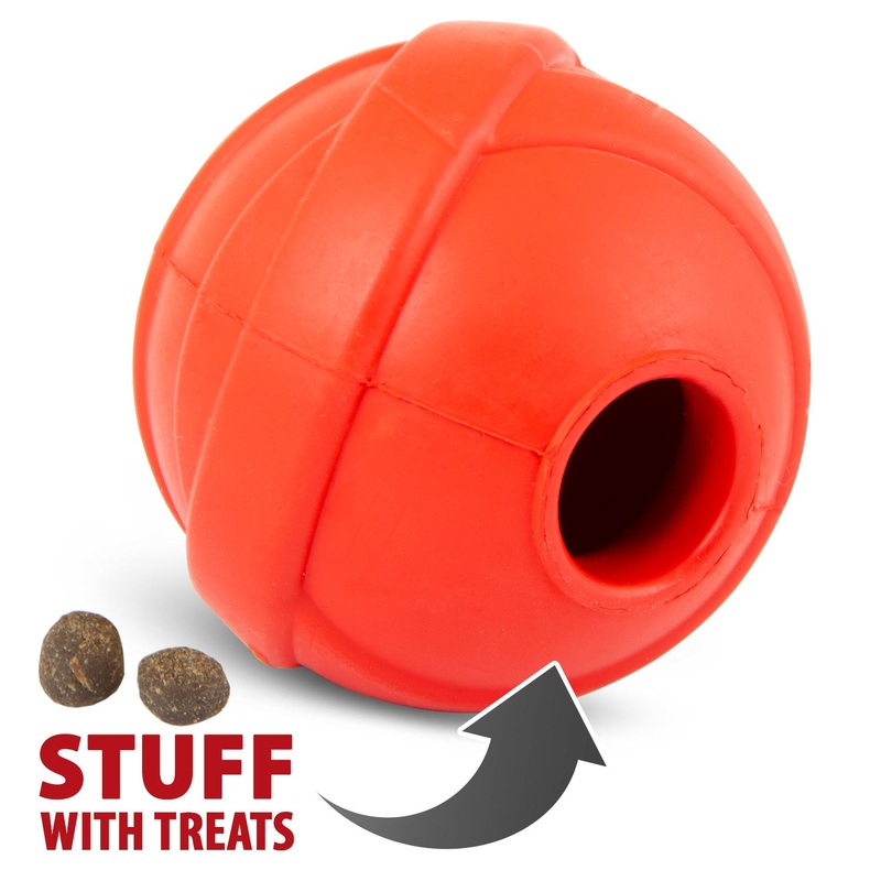 Natural Rubber Red Orbits Ball Treat Dispensing Dog Chew Toy