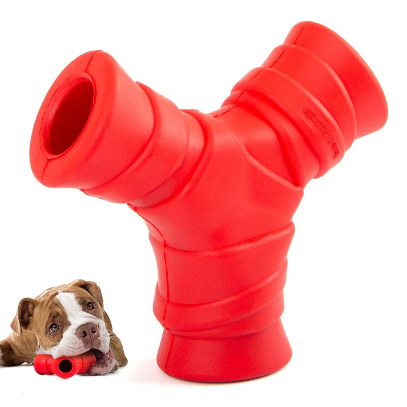 Natural Rubber Red Y Dog Chew Toy for Medium-Chewers