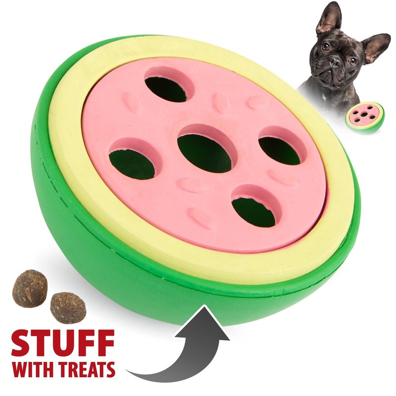 Natural Rubber Watermelon Treat Dispensing Dog Toy with Vanilla Scent