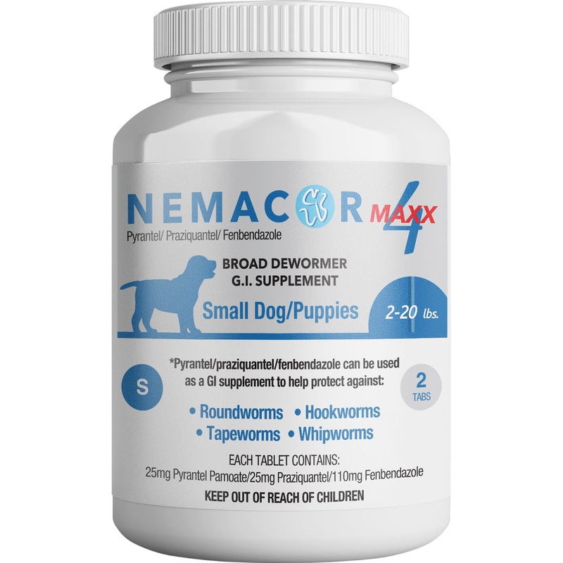 Nemacor Maxx 4 for Dogs|Dog 2-20 lb|Dog 21-45 lb|Dog 46-118 lb|2 Tablets|30 Tablets