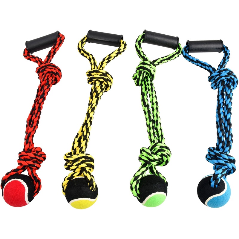 Nuts For Knots 2 Knot Rope Tug with Handle and Tennis Ball, 20