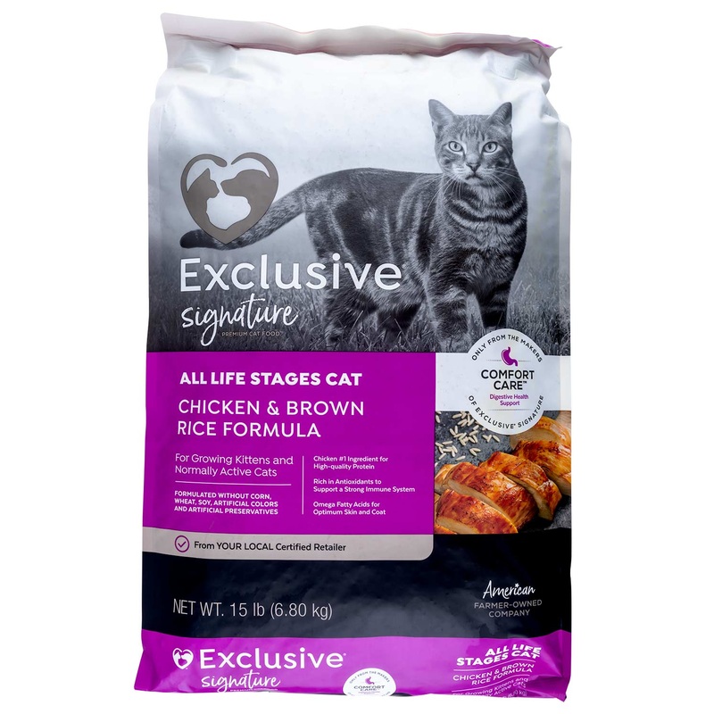 Purina Exclusive Signature Premium All Life Stages Dry Cat Food, Chicken/Brown Rice