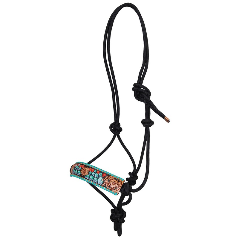 Rafter T Painted Rope Halters with Leather Overlay
