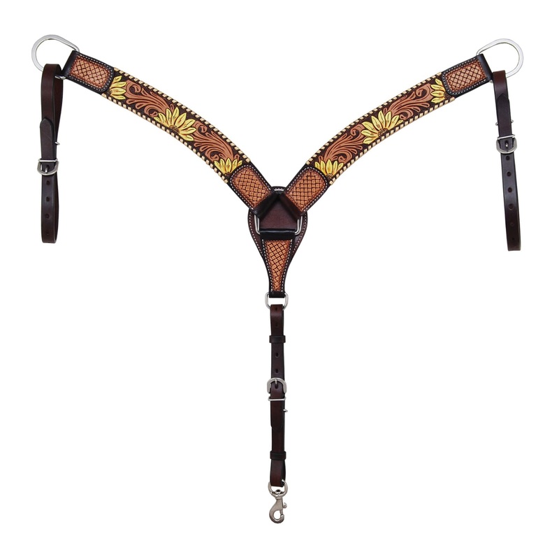 Rafter T Painted Sunflower Roper Breast Collar
