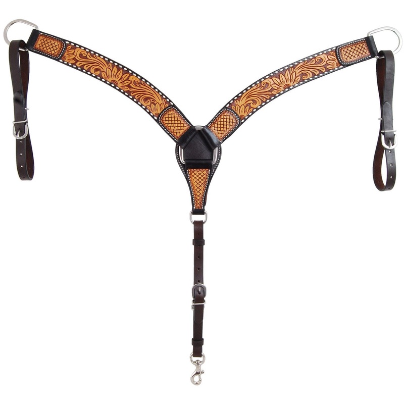 Rafter T Tooled Sunflower with Buckstitch Contoured Breast Collar