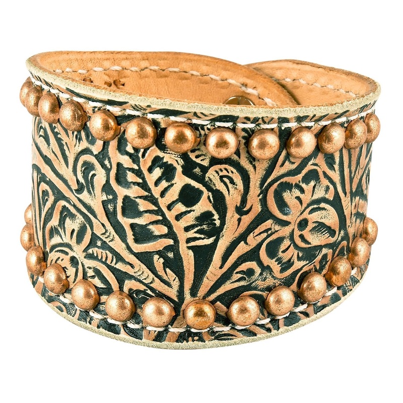 Tan Floral Cuff with Copper Spots