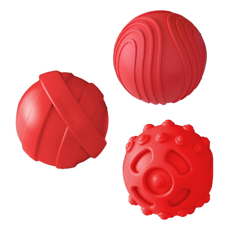 Balls Natural Rubber Dog Chew Toys, 3 pc, Medium