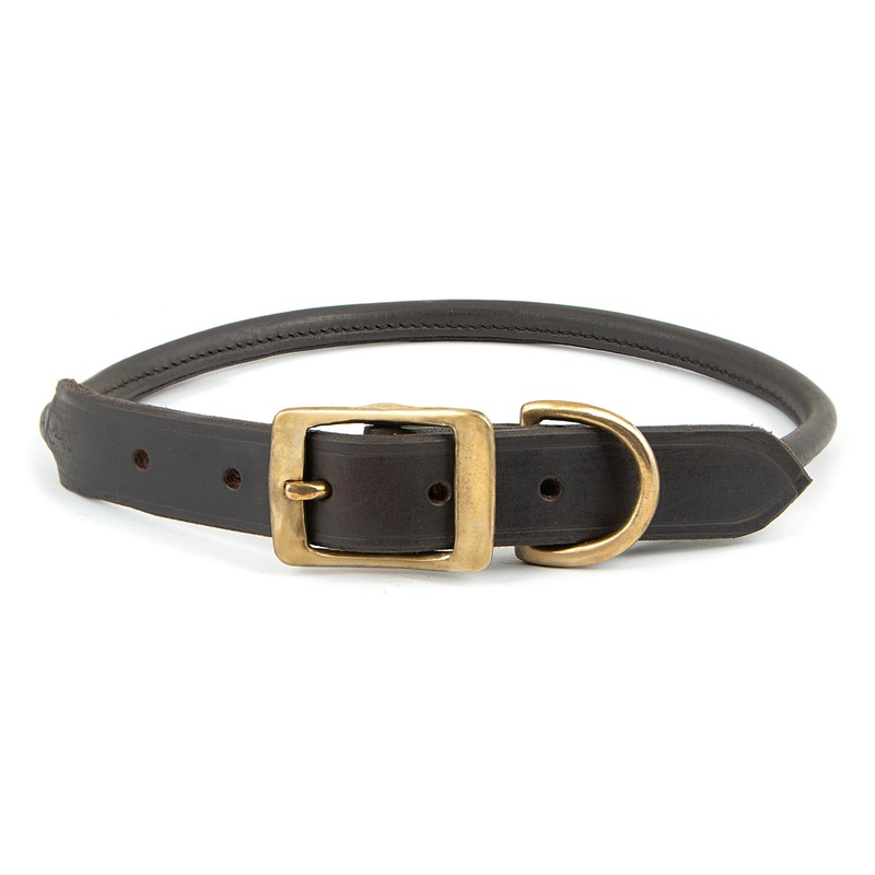 Rolled Leather Dog Collars|5/8″W x 11″L|5/8″W x 13″L|3/4″W x 15″L|3/4″W x 17″L|1″W x 19″L|1″W x 21″L|1″W x 23″L|1″W x 25″L|Chestnut