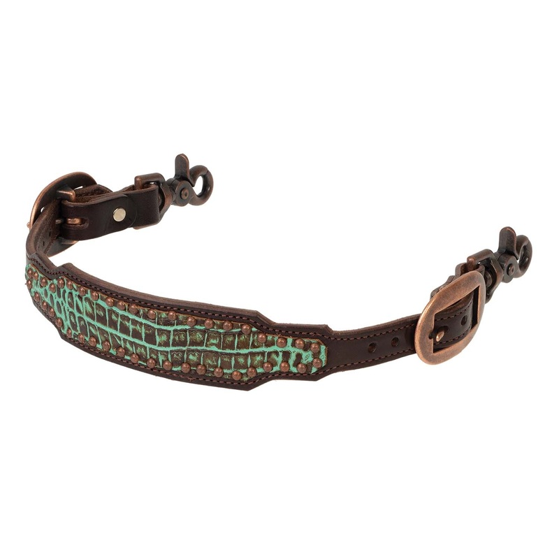Weaver Turquoise Croc Leather Breast Collar Wither Strap for Horses