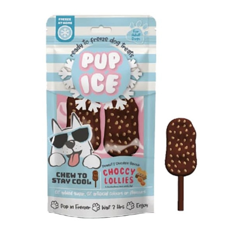 Pup Ice Choccy Lollies, Peanut Butter & Chocolate, 2pk