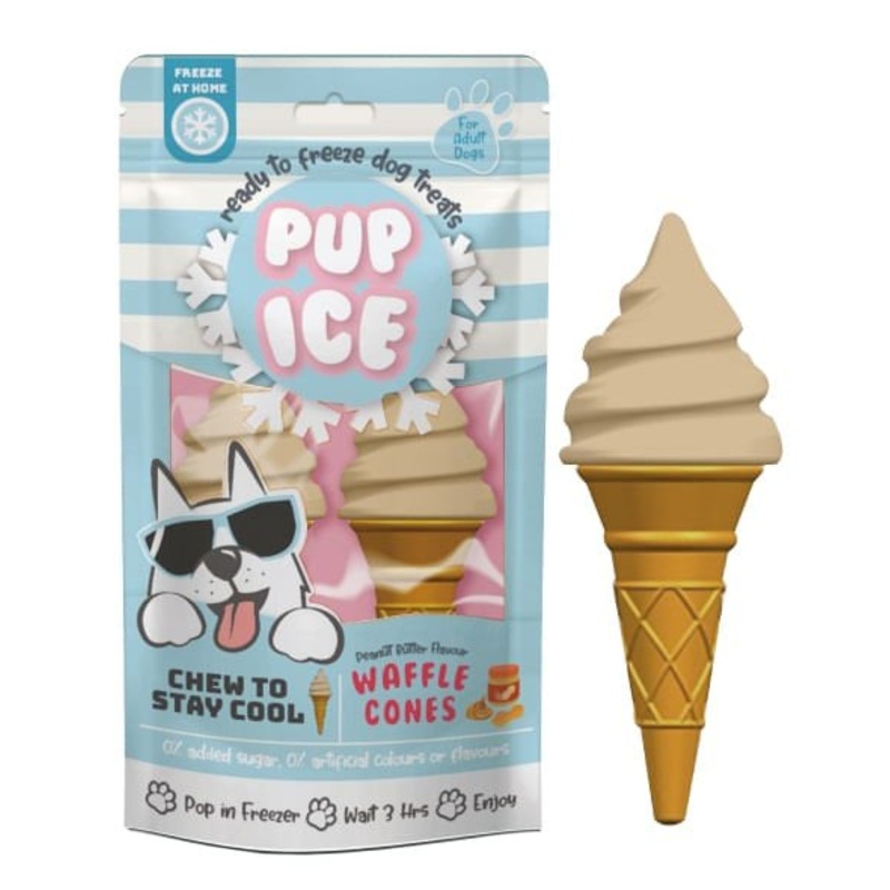 Pup Ice Waffle Cone, 2pk|Vanilla & Peanut Butter|Strawberry