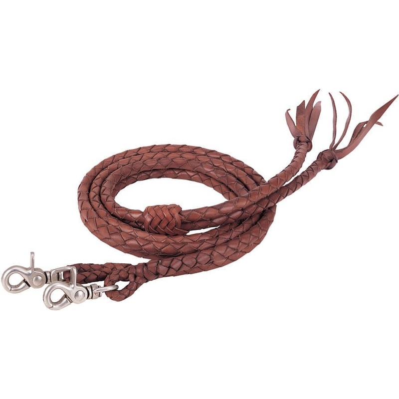 Round Braided Latigo Split Reins, 1/2 X 7′