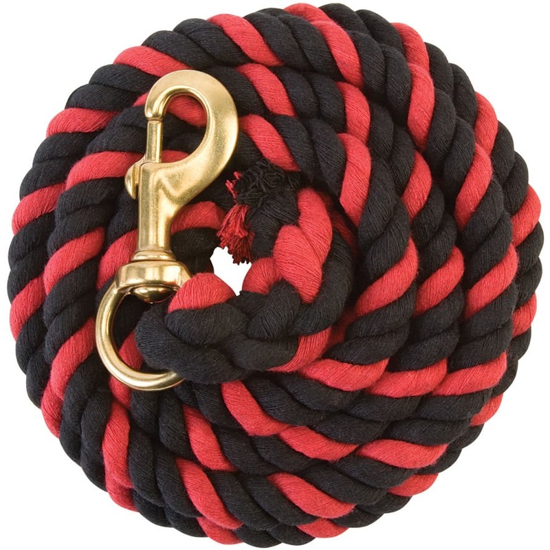 Weaver Colored Cotton Lead Ropes with Solid Brass Bolt Snap, 10′ L