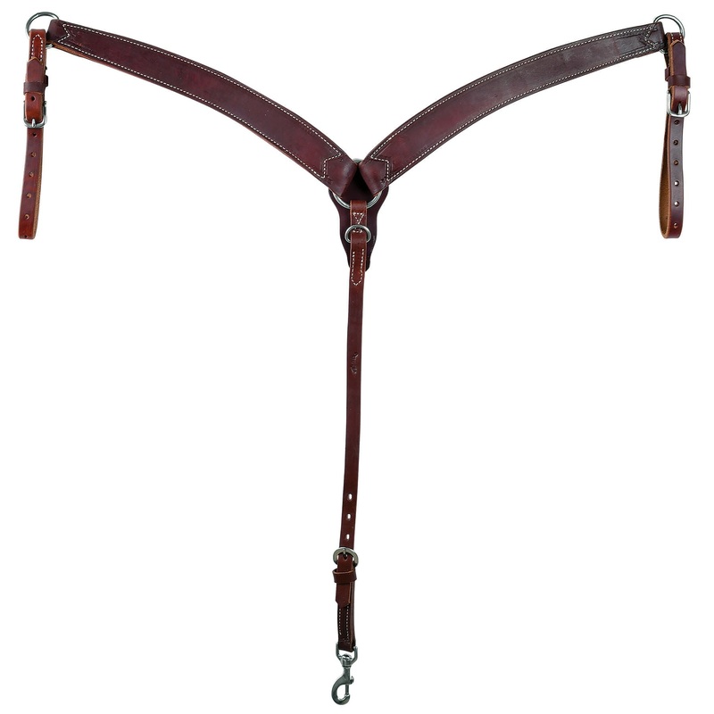 Weaver Working Cowboy Harness Leather Contoured Breast Collar w/ Stainless Steel Hardware