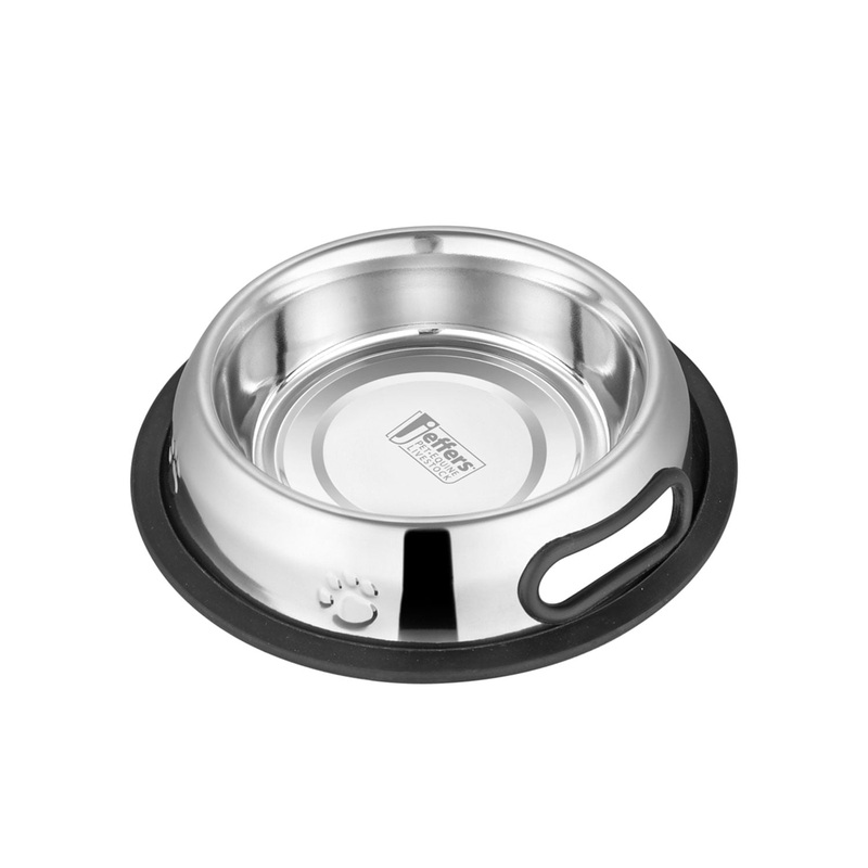 Embossed No-Tip Anti-Skid Stainless Steel Pet Bowls