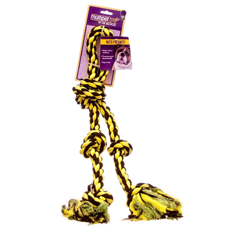 Nuts for Knots Rope Dog Tug Toy with 2 Danglers