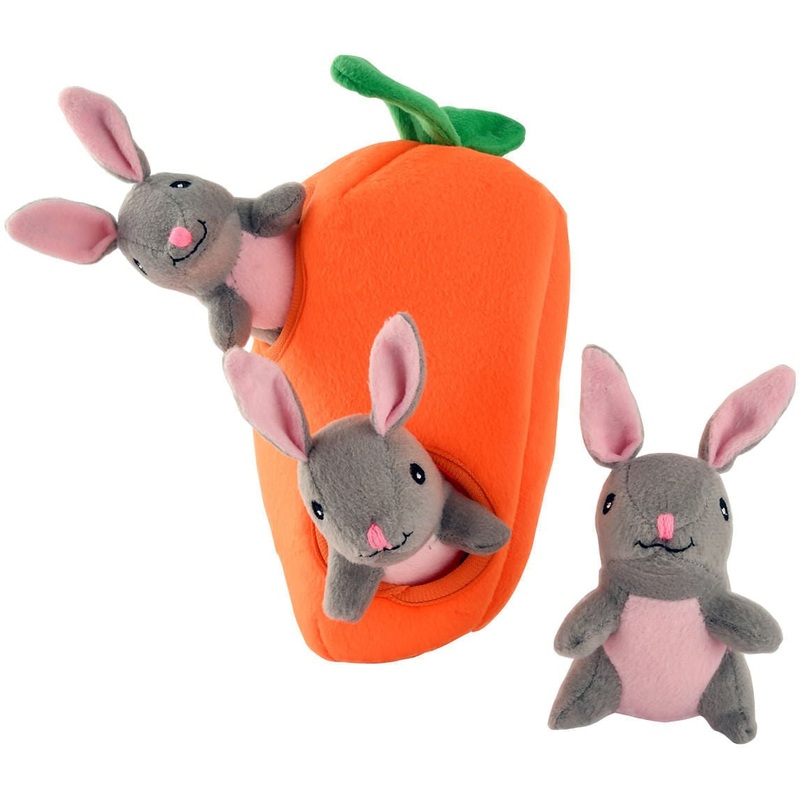 Zippy Paws 4 Piece Bunnies ‘n Carrot Burrow Plush Puzzle Dog Toy