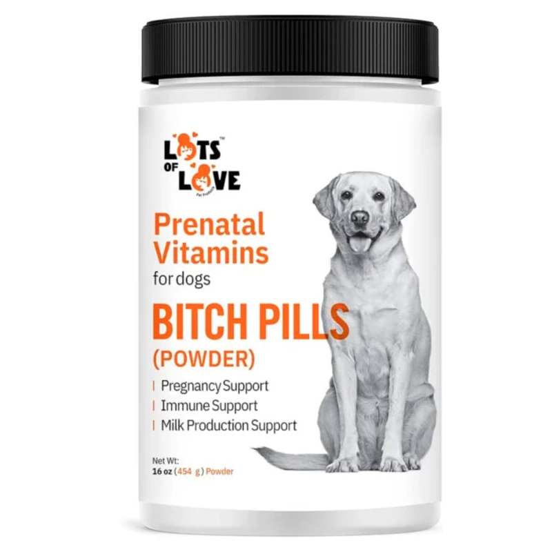 Lots of Love Bitch Pills & Powder – Dog Prenatal & Lactation Supplement for Pregnancy, Nursing & Newborn Support