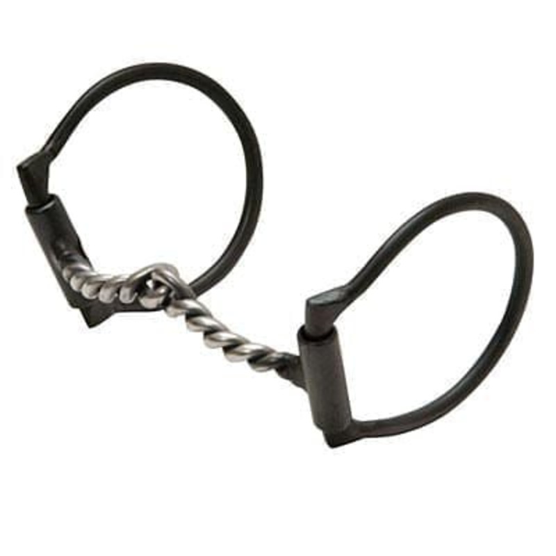 Black Steel Offset Dee Horse Bit, Snaffle Mouth