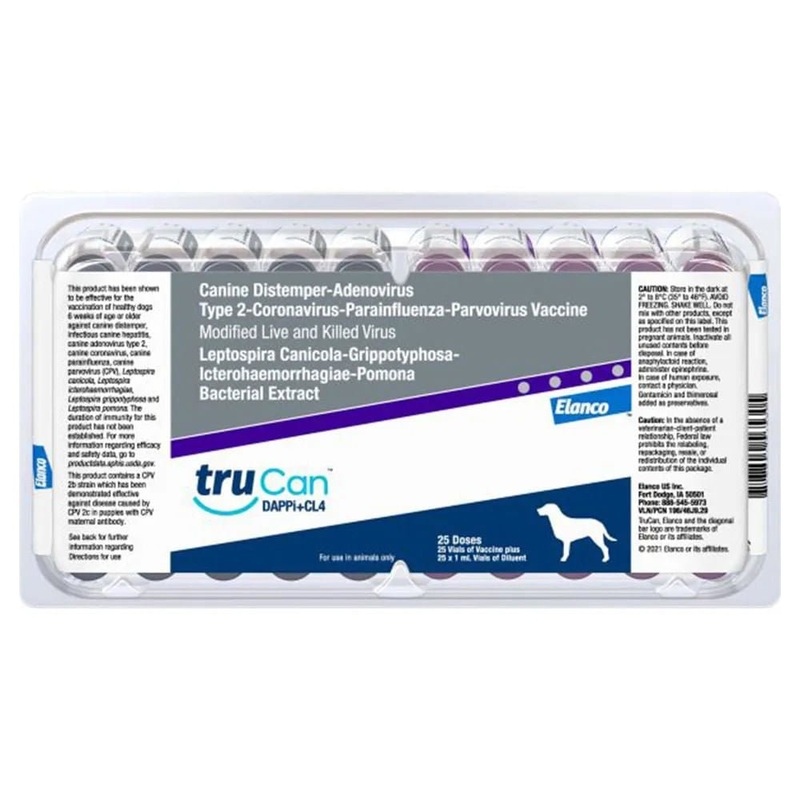 TruCan DAPPi+CL4 Dog Vaccine (formerly Duramune Max 5-CvK/4L), 25 Single Doses