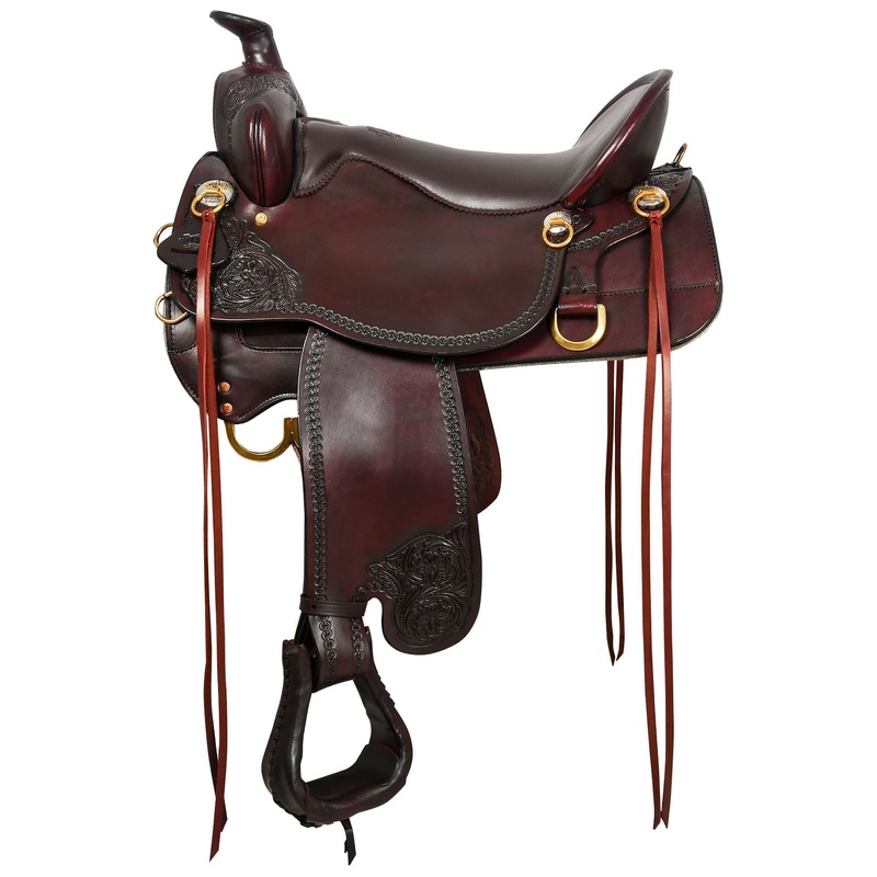 Tucker Custom High Plains Hand Tooled Trail Saddle, Medium, Brown