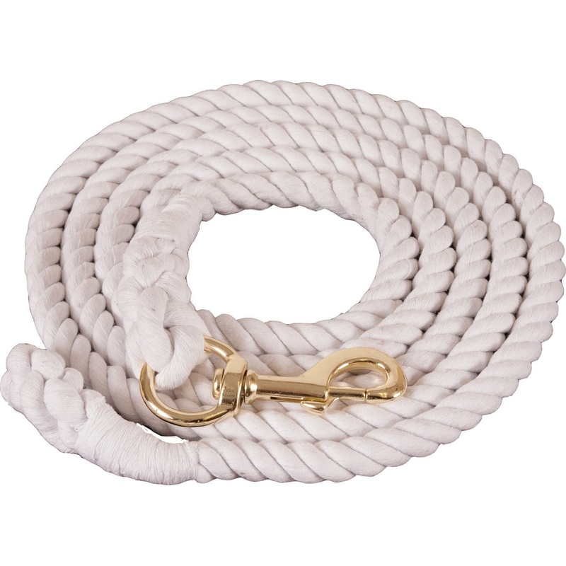 White Cotton Lead Rope with Brass-Plated Bolt Snap