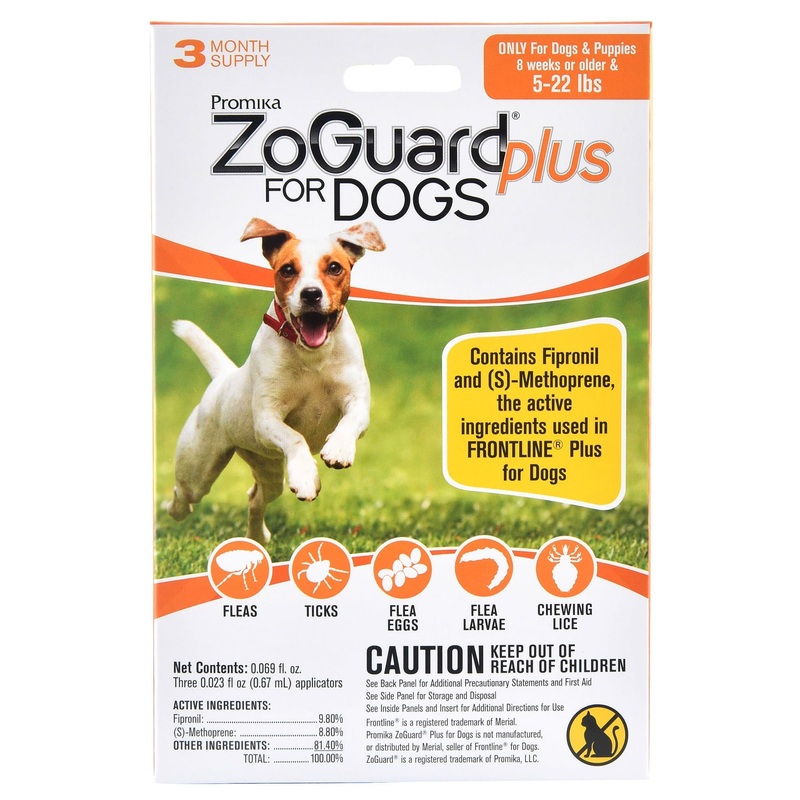 ZoGuard Plus for Dogs, 3 pack|5-22 lbs|23-44 lbs|45-88 lbs|89-132 lbs