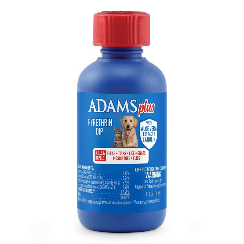 Adams Plus Pyrethrin Flea & Tick Dip for Dogs & Cats, 4 oz