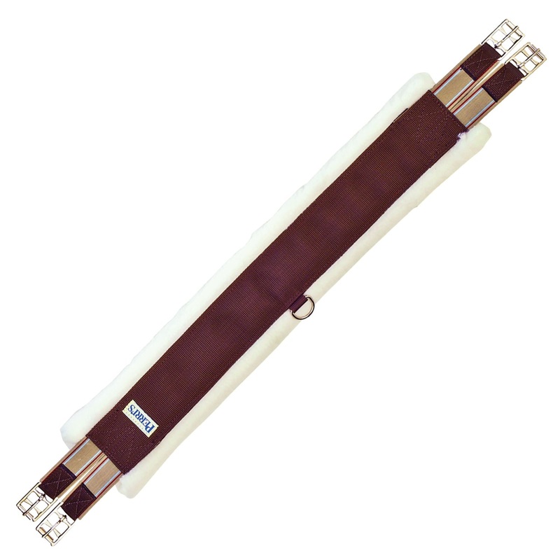 Perri’s Nylon Fleece Girth, Double Elastic End, Brown