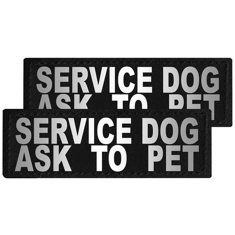 Reflective Service Dog Ask To Pet Patches, Set of 2