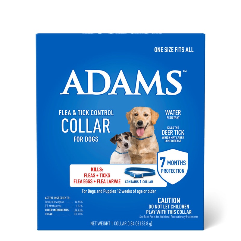 ADAMS Flea & Tick Control Collar for Dogs, 7-Month Protection, Adjustable One Size Collar Fits All