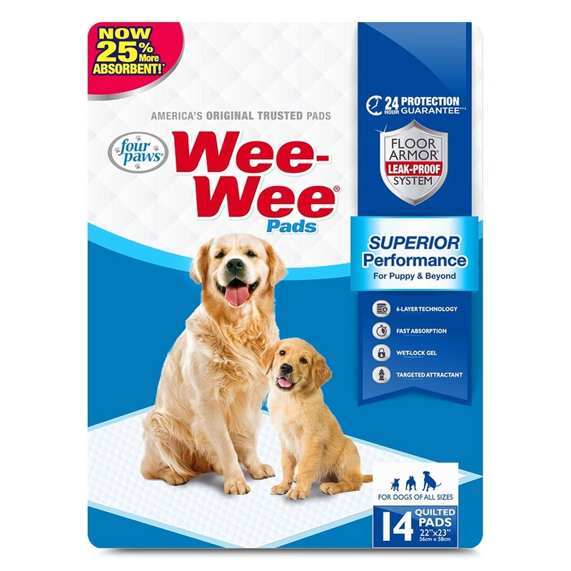 Wee Wee Dog Pee Pads|14 ct – Reg Pads (22″ x 23″)|50 ct  – Reg Pads (22″ x 23″)|100 ct  – Reg Pads (22″ x 23″)