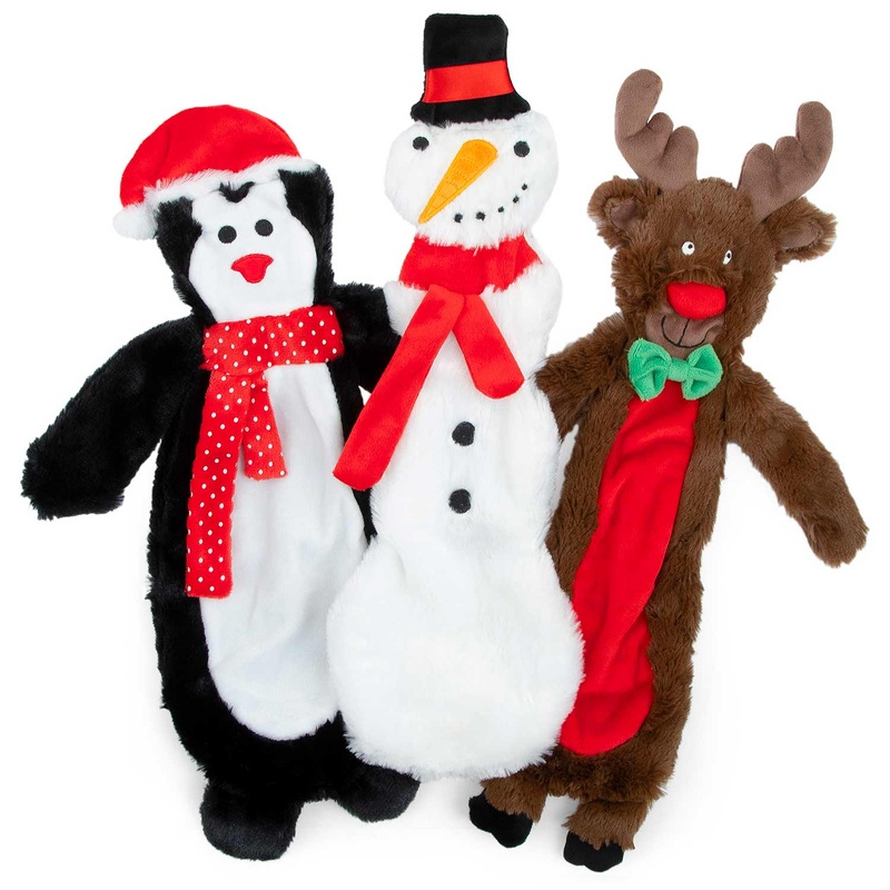 Christmas Characters Unstuffed Plush Squeaker Dog Toys, 12L
