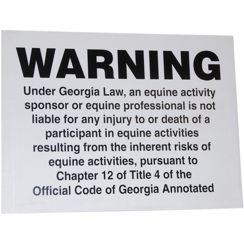 Georgia State Equine Liability Signs, 24 x 18