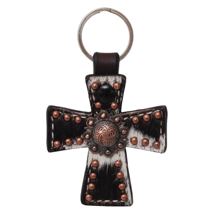 Circle Y Cross Key Chain, Cowhide