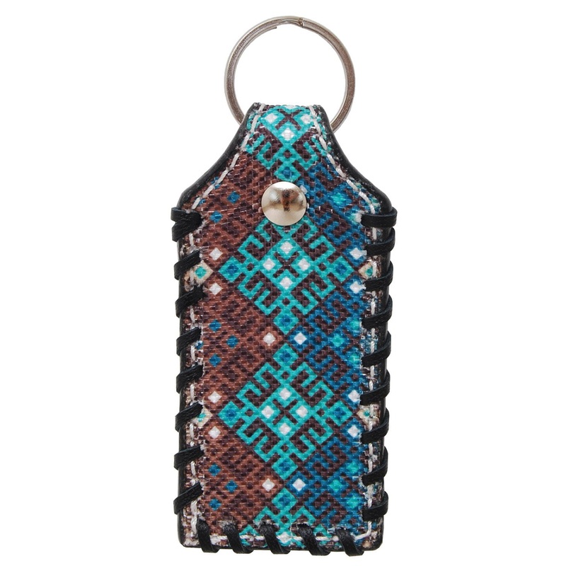 Circle Y Rectangle Key Chain, Turquoise Geometric