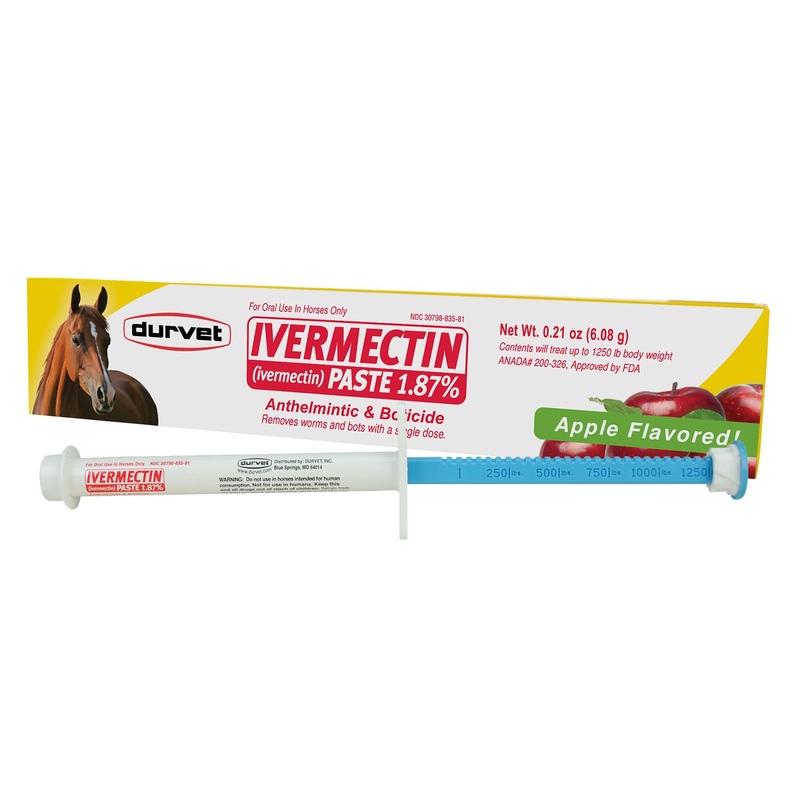 Durvet Ivermectin Horse Dewormer Paste 1.87%, Apple Flavor, 6.08 gm