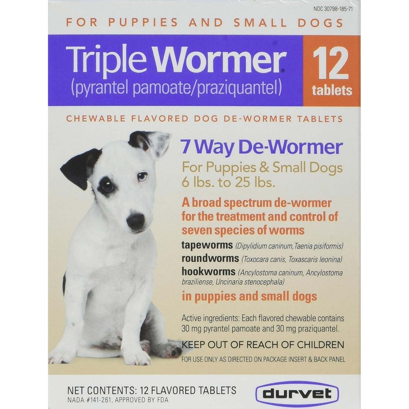 Durvet Triple Wormer for Dogs Chewable Dog Dewormer Tablets, 12 ct