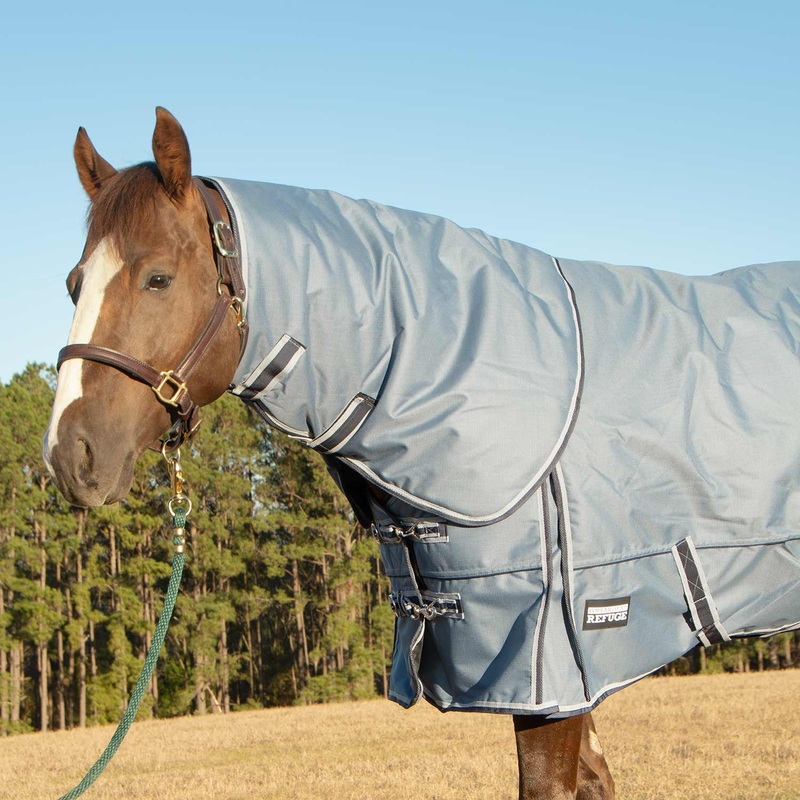 Poplar Head Refuge 1200 Denier Turnout Blanket with Detachable Neck, 360 Gram, Hamilton Blue