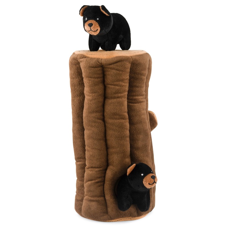 Zippy Burrow 4 Piece Black Bear Log Dog Toy