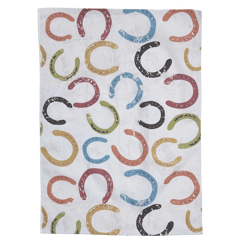 Colorful Horseshoes Kitchen Towel, 100% Cotton