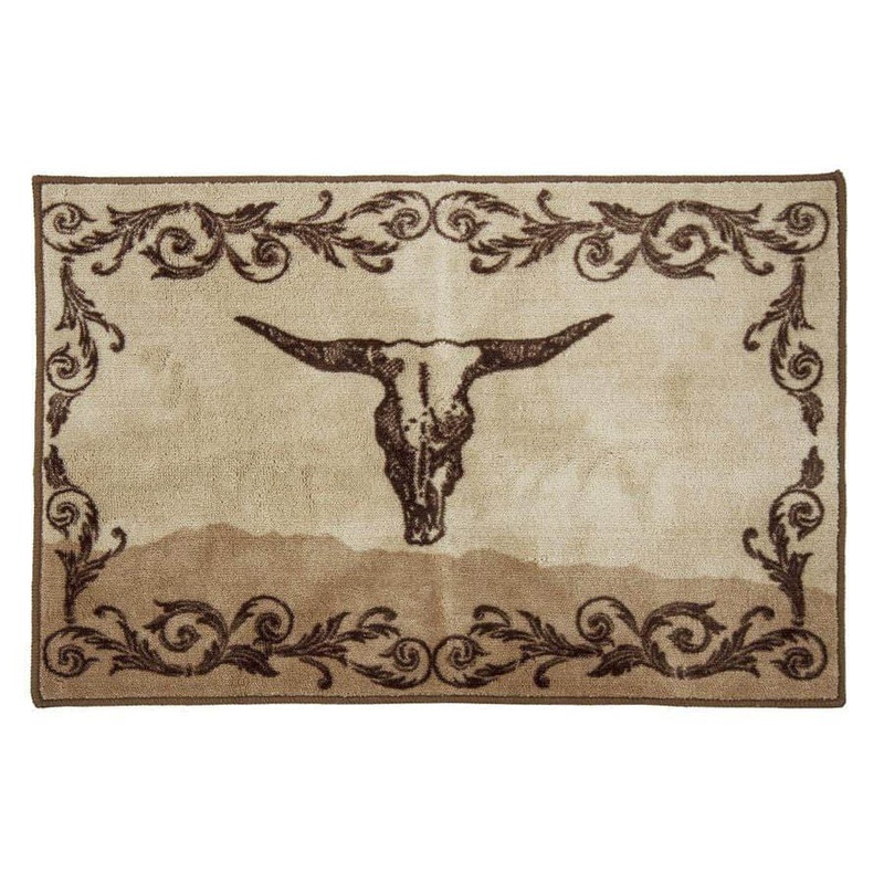 Longhorn Skull with Scrollwork Rug