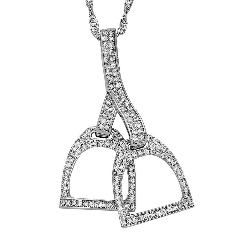 Rhodium Horse Double Stirrup Necklace