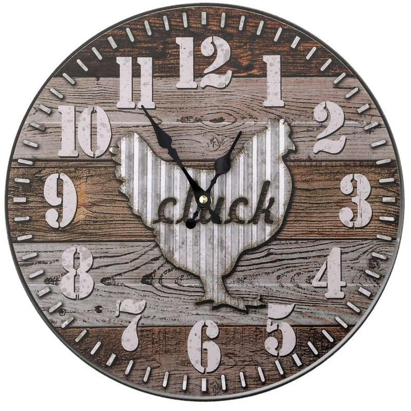 Rustic Chicken Wall Clock|Brown